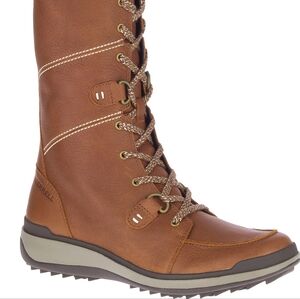 Merrell Women's Snowcreek Tan Fur-Trimmed Lace-Up Boots